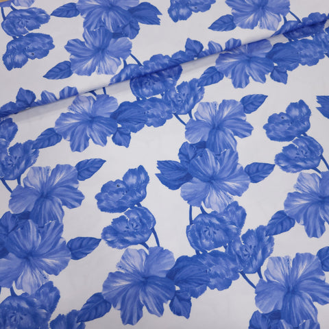 Jersey de bambou - Fleurs bleues