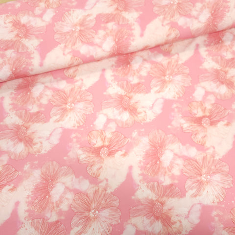 Jersey - Nuages floral rose