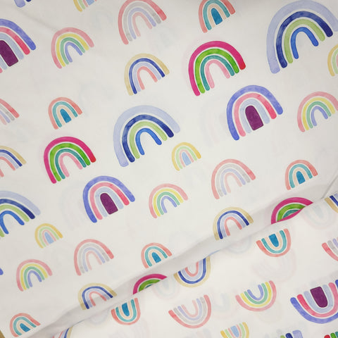 100% Cotton Patterned - Watercolor Rainbow
