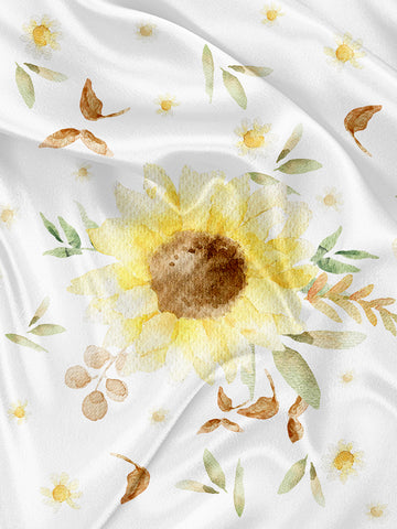 Boho Sunflower Floral Napkin and Blanket Panel