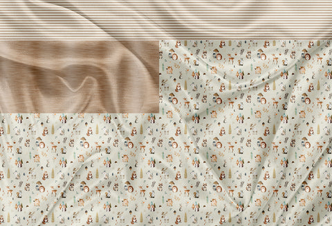 * NEW ! Multifunction Panel for Clothing - Woodland Friends Sage Background
