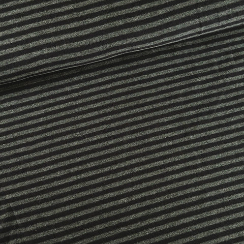Jersey de bambou - Rayé noir et gris chiné