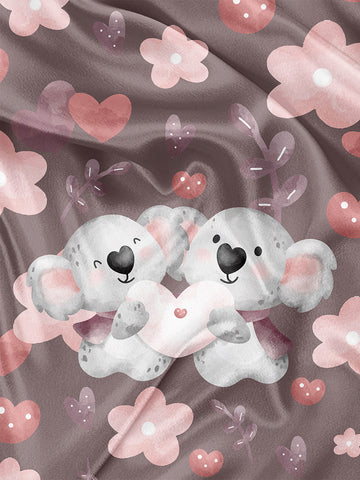 Koala Lovers Plum Napkin and Blanket Panel