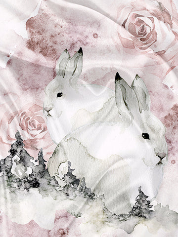 Napkin and Blanket Panel Floral Rabbit and Fir