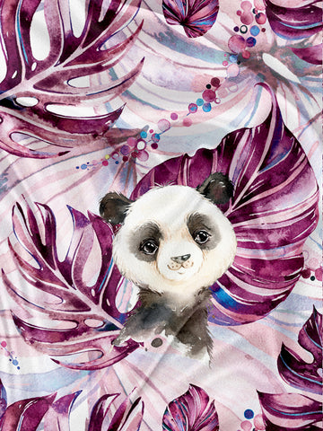 Napkin and Blanket Panel Tropical Panda Plum