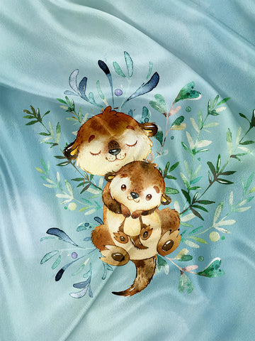 Otter Mommy and Me Napkin and Blanket Panel