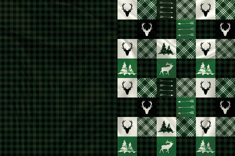 Panel for Clothing and Blanket Green Deer