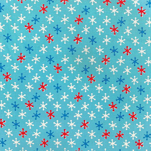 100% Patterned Cotton - Red and White Snowflake