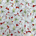 100% Cotton with Pattern - Red Hibiscus