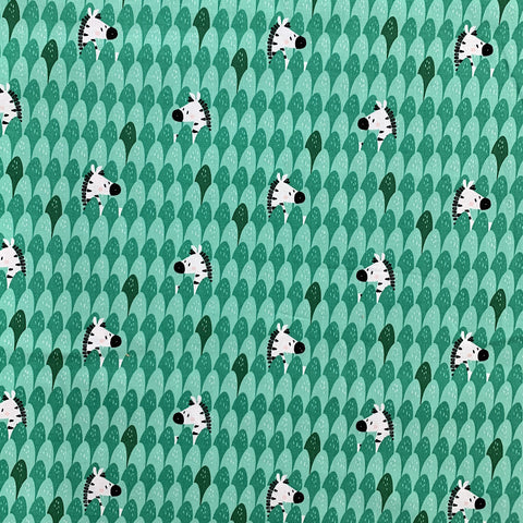 100% Cotton with Pattern - Green Zebra