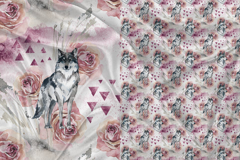 Panneau pour Vêtement et Couverture Loup Triangle Floral