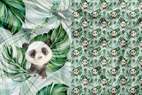 Panneau pour Vêtement et Couverture Panda Tropical