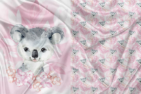 Panneau pour Vêtement et Couverture Koala Feuille et Fleur