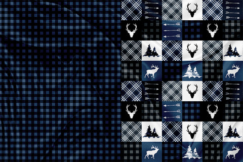 Panel for Clothing and Blanket Blue Deer