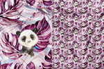Panneau pour Vêtement et Couverture Panda Tropical Prune